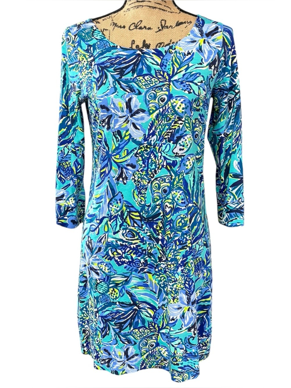 Lilly Pulitzer Hollee Dress Sneak A Break Floral Bennett Blue Cutout Size Small - Picture 2 of 10